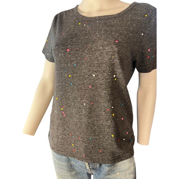 Thread & Supply Linen Colorful Paint Splatter Short Sleeve Tee T-Shirt S - Picture 1 of 8